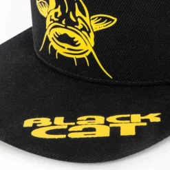 Black Cat Black Flat Peak Cap