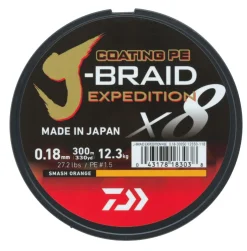 Daiwa J-Braid Expedition X8E Gevlochten Lijn Smash Orange (300m)