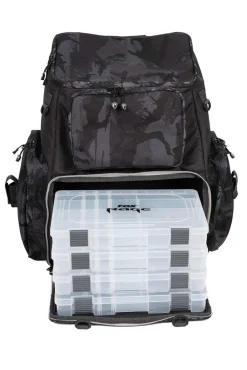 Fox Rage Camo Voyager Rucksack (Incl. 5 Tackleboxen)