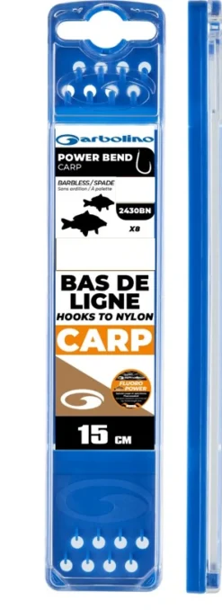 Garbolino Competition Hooks To Nylon - Power Bend Carp Onderlijn 15cm (8 Stuks)