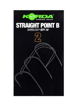 Korda Straight Point Barbless Karperhaken (10 Stuks)