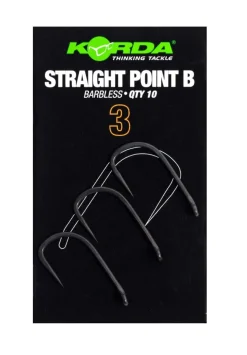 Korda Straight Point Barbless Karperhaken (10 Stuks)