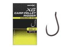 Matrix X6 Carp Pellet Rigger Witvis Haken Weerhaakloos (10 Stuks)