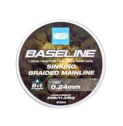 Nash TT Baseline Sinking Braid UV Yellow Gevlochten Lijn (1200m)