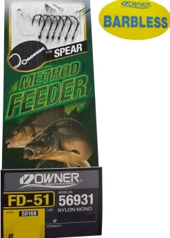 Owner 50168-FD51 Spear Feeder Onderlijnen Barbless (10cm) (6 stuks)
