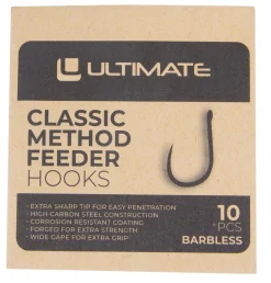 Ultimate Method Feeder Hooks Wide Gape Barbless (10 Stuks)